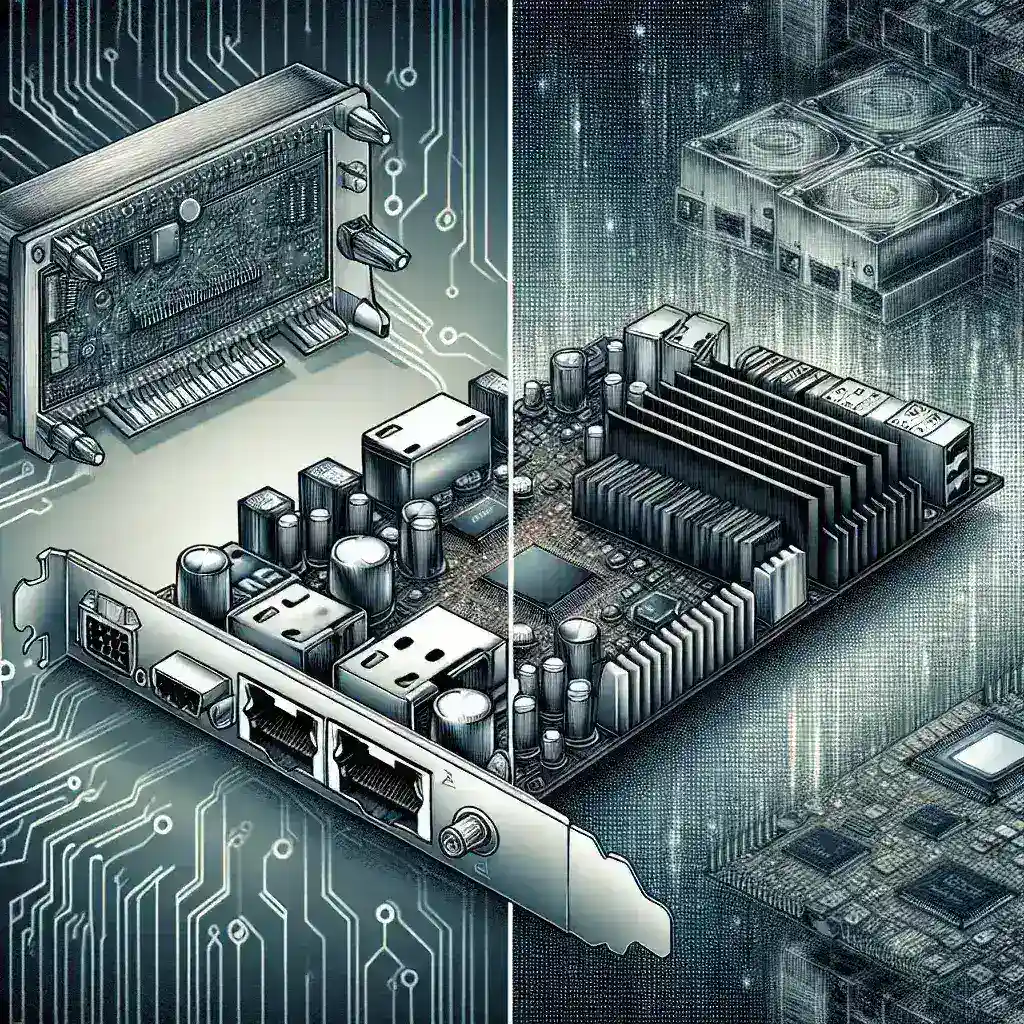 Illustration of a computer circuit board with various components and connections.