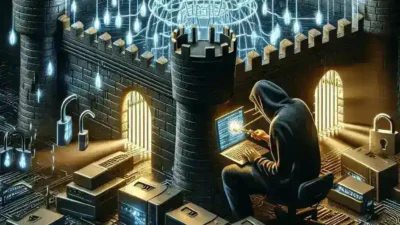 "Illustration depicting a hacker breaching online accounts through weak password recovery methods, highlighting the importance of secure authentication practices."