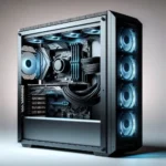 "Stylish Gigabyte STEALTH ICE PC build showcasing sleek, modern aesthetics with illuminated components in a minimalist setup, highlighting innovative design and high performance for gamers and tech enthusiasts."