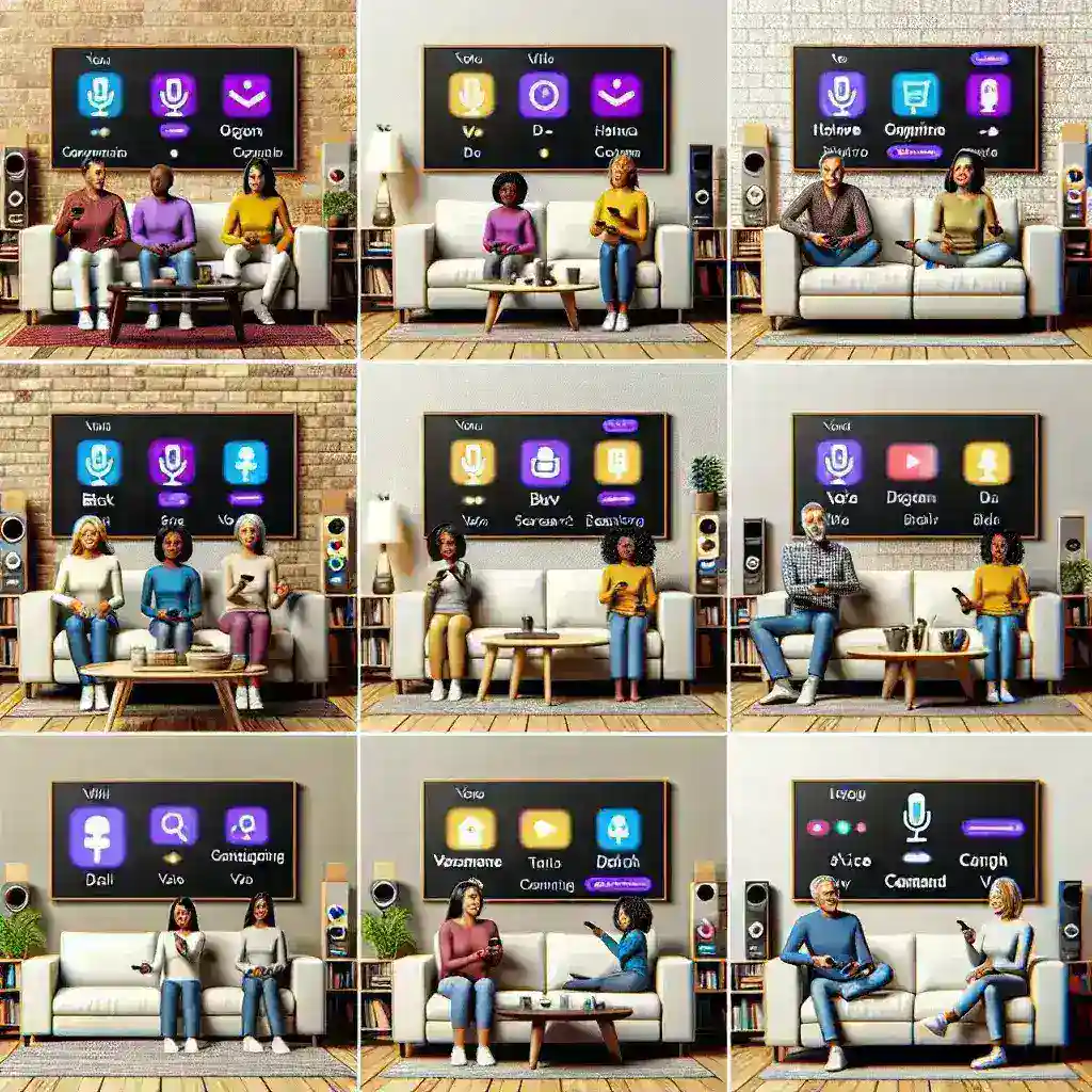 "Person using voice search on YouTube TV app on a smart television, demonstrating the new voice search feature rolling out across all U.S. devices."